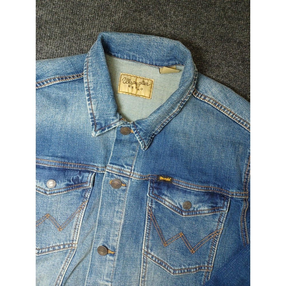 Wrangler Retro Unlined Stretch Mens XL Long Sleeve Jean Jacket Button-Down